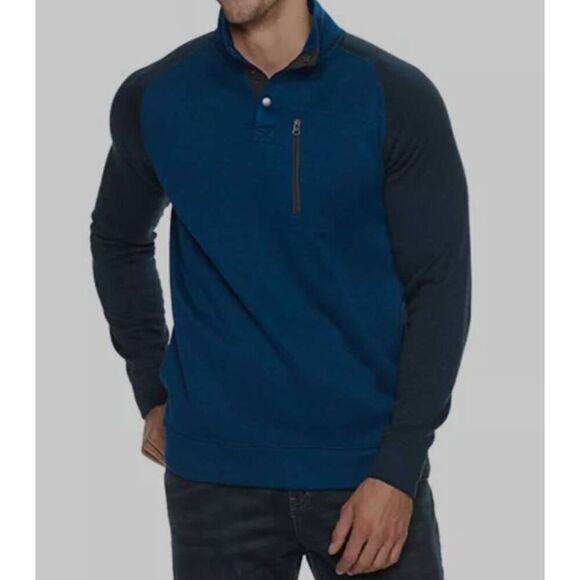Sonoma 2X  Goods For Life® Supersoft Modern-Fit Button Mockneck Sweater Fleece P - Picture 1 of 6